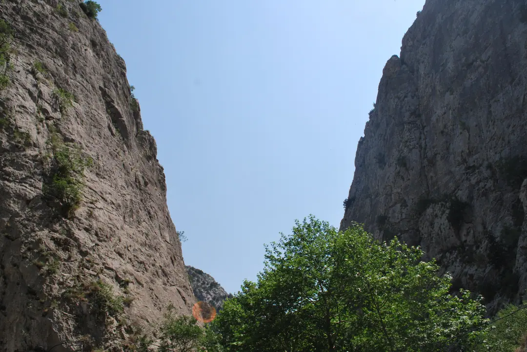 The limestone walls of the Demir Kapija gorge